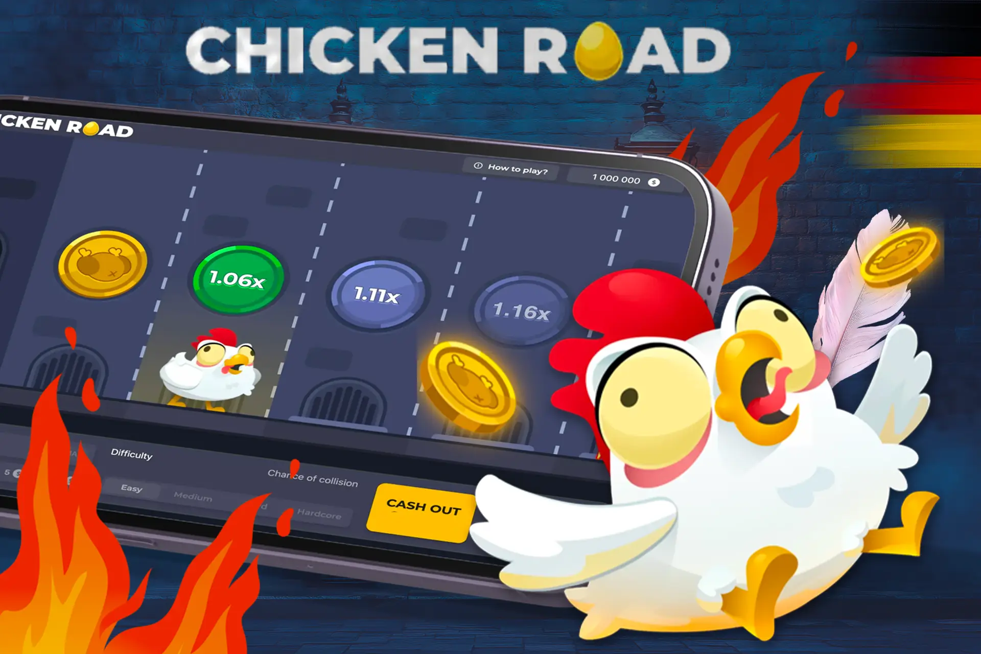 Chicken Road ist ein spannendes Online-Crash-Game, in dem der Spieler lustige Abenteuer mit einem Huhn erlebt.